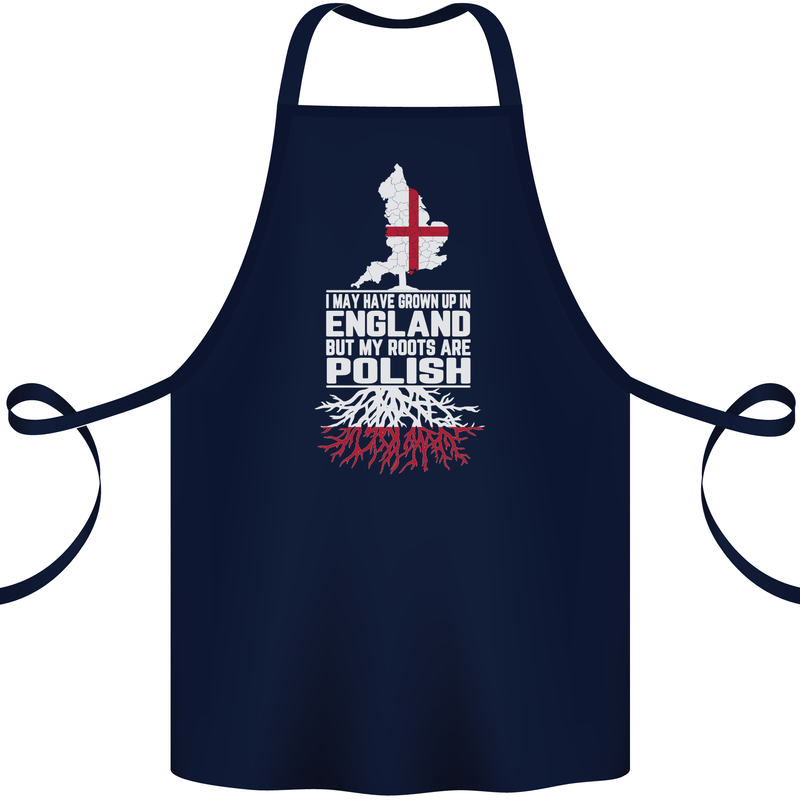 Roots In Poland Polish Polska Flag Orzel Cotton Apron 100% Organic Navy Blue