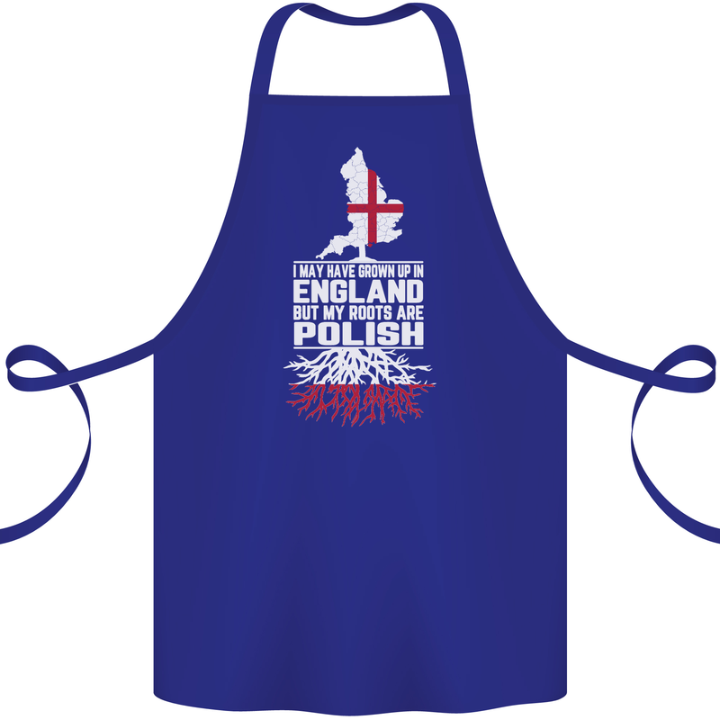 Roots In Poland Polish Polska Flag Orzel Cotton Apron 100% Organic Royal Blue