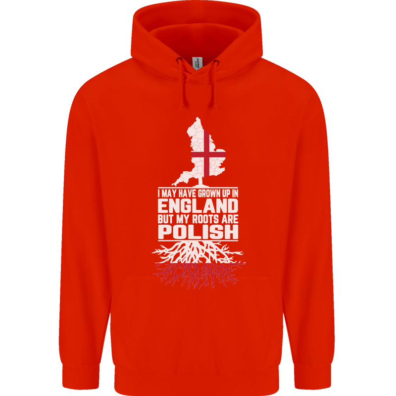 Roots In Poland Polish Polska Flag Orzel Mens 80% Cotton Hoodie Bright Red