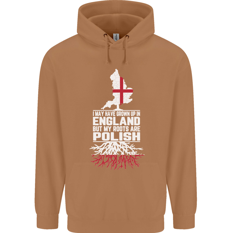 Roots In Poland Polish Polska Flag Orzel Mens 80% Cotton Hoodie Caramel Latte