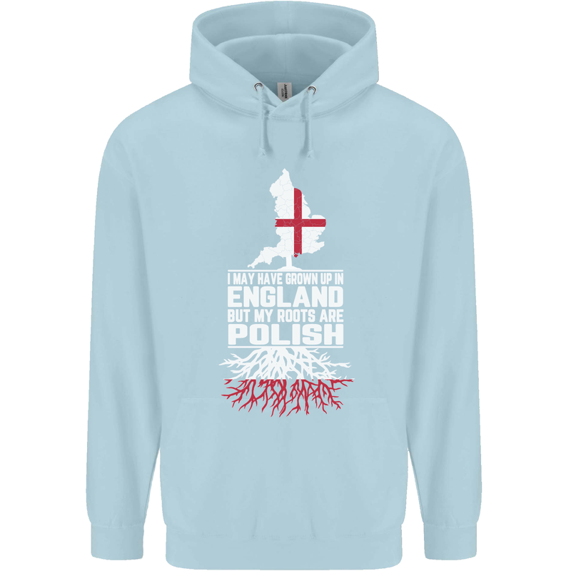 Roots In Poland Polish Polska Flag Orzel Mens 80% Cotton Hoodie Light Blue