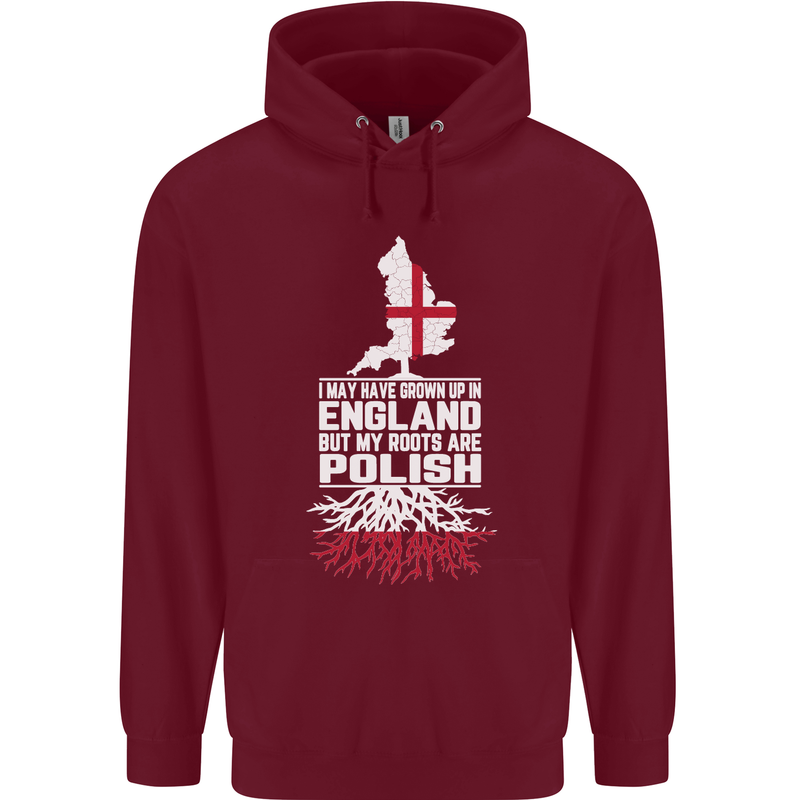 Roots In Poland Polish Polska Flag Orzel Mens 80% Cotton Hoodie Maroon