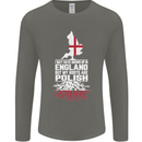 Roots In Poland Polish Polska Flag Orzel Mens Long Sleeve T-Shirt Charcoal