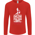 Roots In Poland Polish Polska Flag Orzel Mens Long Sleeve T-Shirt Red