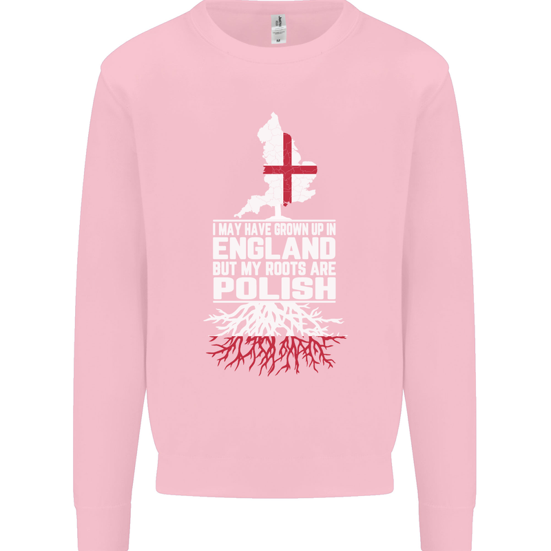 Roots In Poland Polish Polska Flag Orzel Mens Sweatshirt Jumper Light Pink