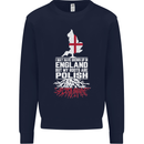 Roots In Poland Polish Polska Flag Orzel Mens Sweatshirt Jumper Navy Blue