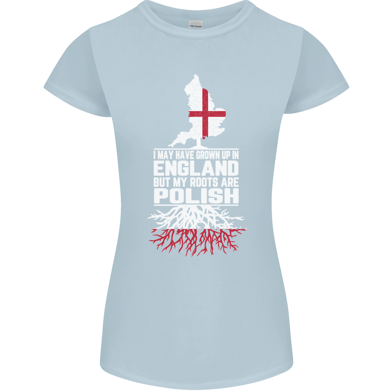 Roots In Poland Polish Polska Flag Orzel Womens Petite Cut T-Shirt Light Blue