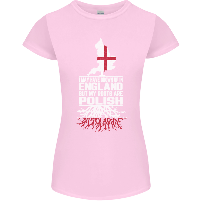 Roots In Poland Polish Polska Flag Orzel Womens Petite Cut T-Shirt Light Pink