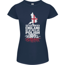 Roots In Poland Polish Polska Flag Orzel Womens Petite Cut T-Shirt Navy Blue