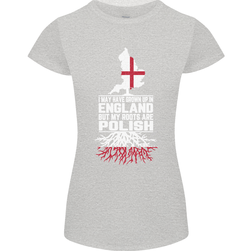 Roots In Poland Polish Polska Flag Orzel Womens Petite Cut T-Shirt Sports Grey