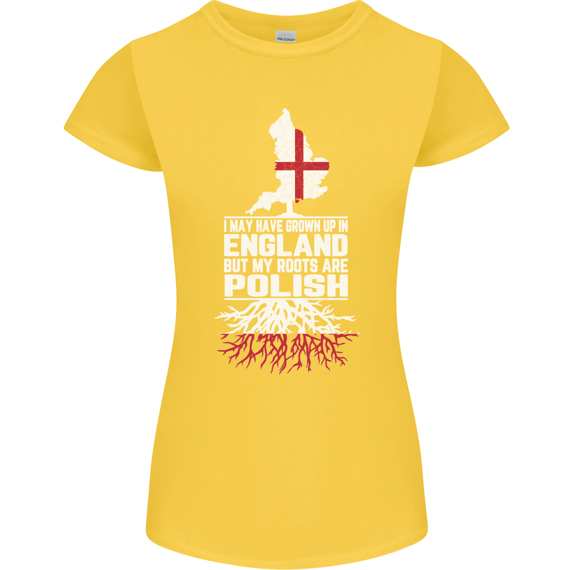 Roots In Poland Polish Polska Flag Orzel Womens Petite Cut T-Shirt Yellow