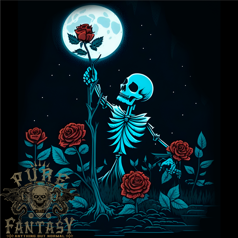 Rose From the Dead Skeleton Skull Graveyard Mens Cotton T-Shirt Tee Top