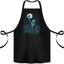 Rose From the Dead Skeleton Skull Graveyard Cotton Apron 100% Organic Black