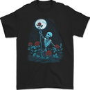Rose From the Dead Skeleton Skull Graveyard Mens Gildan Cotton T-Shirt Black