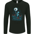 Rose From the Dead Skeleton Skull Graveyard Mens Long Sleeve T-Shirt Black