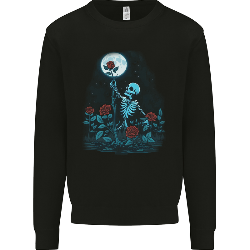 Rose From the Dead Skeleton Skull Graveyard Mens Sweatshirt Jumper Black