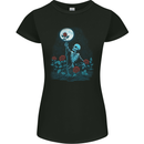Rose From the Dead Skeleton Skull Graveyard Womens Petite Cut T-Shirt Black