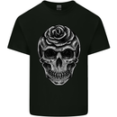 Rose Skull Biker Gothic Mens Cotton T-Shirt Tee Top Black
