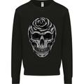 Rose Skull Biker Gothic Mens Sweatshirt Jumper Black