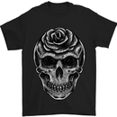 Rose Skull Biker Gothic Mens T-Shirt Cotton Gildan Black