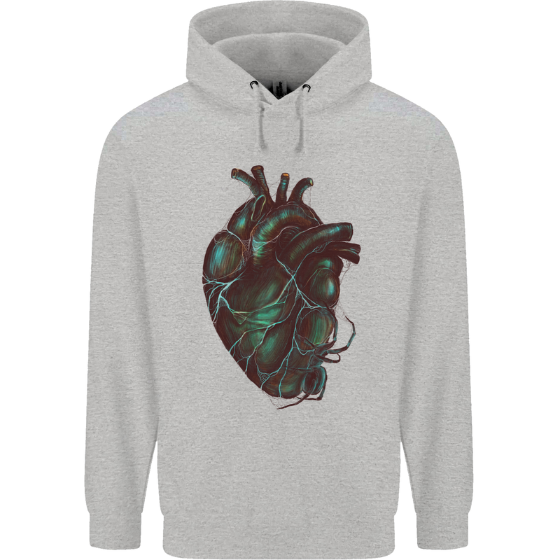 Rotten Heart Gothic Demon Satan Skull Evil Childrens Kids Hoodie Sports Grey