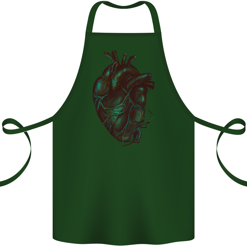 Rotten Heart Gothic Demon Satan Skull Evil Cotton Apron 100% Organic Forest Green