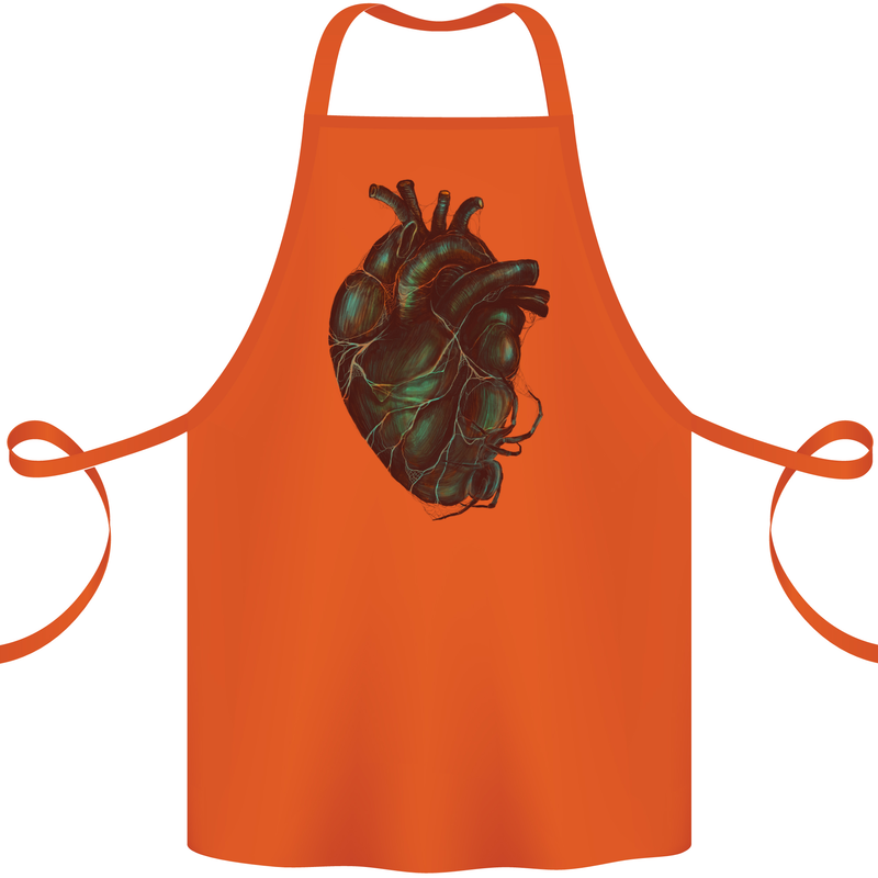 Rotten Heart Gothic Demon Satan Skull Evil Cotton Apron 100% Organic Orange