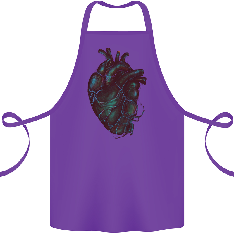 Rotten Heart Gothic Demon Satan Skull Evil Cotton Apron 100% Organic Purple
