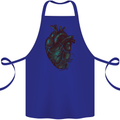 Rotten Heart Gothic Demon Satan Skull Evil Cotton Apron 100% Organic Royal Blue