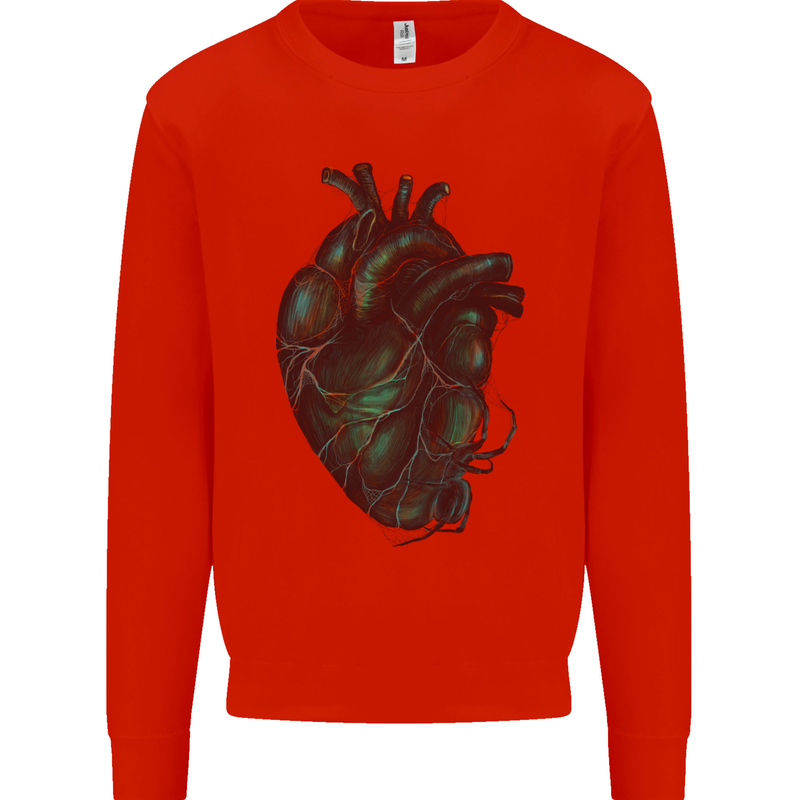 Rotten Heart Gothic Demon Satan Skull Evil Kids Sweatshirt Jumper Bright Red