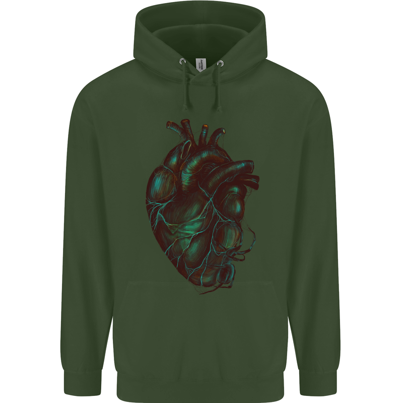 Rotten Heart Gothic Demon Satan Skull Evil Mens 80% Cotton Hoodie Forest Green