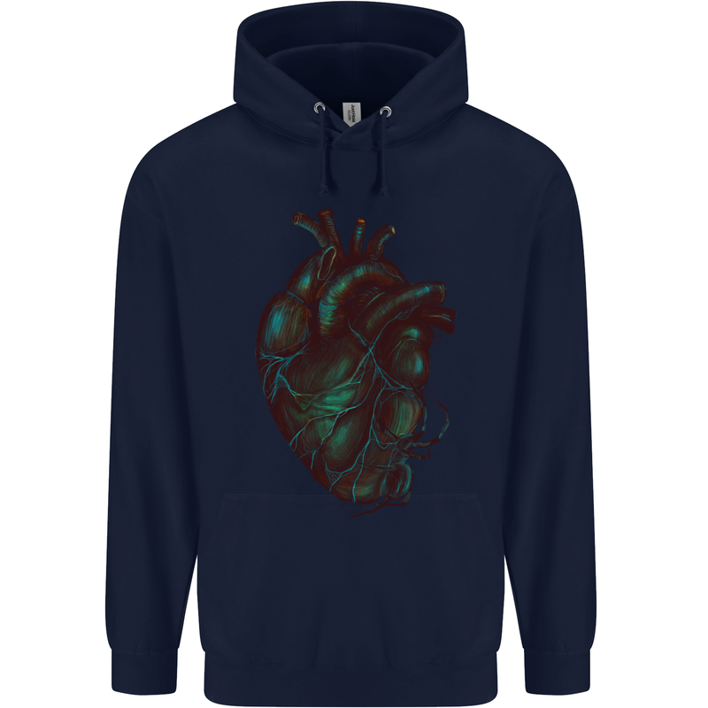 Rotten Heart Gothic Demon Satan Skull Evil Mens 80% Cotton Hoodie Navy Blue