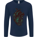 Rotten Heart Gothic Demon Satan Skull Evil Mens Long Sleeve T-Shirt Navy Blue