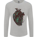 Rotten Heart Gothic Demon Satan Skull Evil Mens Long Sleeve T-Shirt Sports Grey