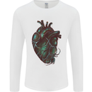 Rotten Heart Gothic Demon Satan Skull Evil Mens Long Sleeve T-Shirt White