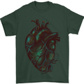 Rotten Heart Gothic Demon Satan Skull Evil Mens T-Shirt Cotton Gildan Forest Green