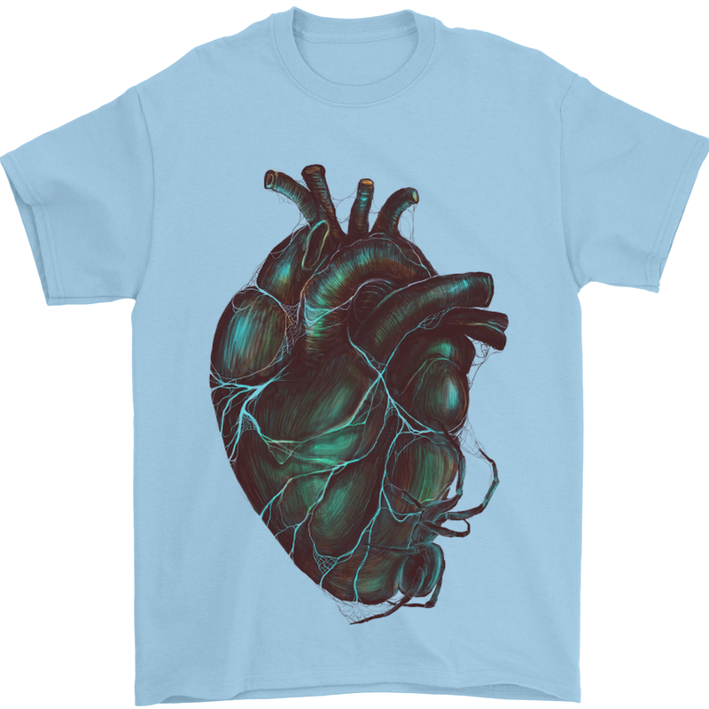 Rotten Heart Gothic Demon Satan Skull Evil Mens T-Shirt Cotton Gildan Light Blue