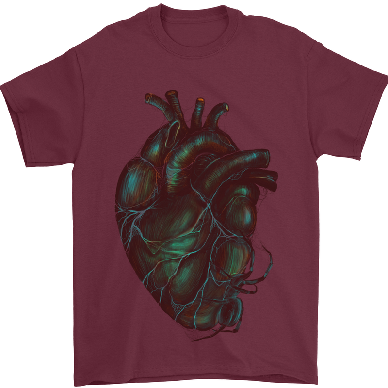 Rotten Heart Gothic Demon Satan Skull Evil Mens T-Shirt Cotton Gildan Maroon
