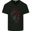 Rotten Heart Gothic Demon Satan Skull Evil Mens V-Neck Cotton T-Shirt Black