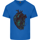 Rotten Heart Gothic Demon Satan Skull Evil Mens V-Neck Cotton T-Shirt Royal Blue