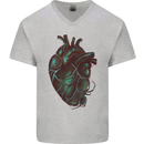 Rotten Heart Gothic Demon Satan Skull Evil Mens V-Neck Cotton T-Shirt Sports Grey