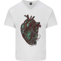 Rotten Heart Gothic Demon Satan Skull Evil Mens V-Neck Cotton T-Shirt White