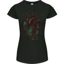 Rotten Heart Gothic Demon Satan Skull Evil Womens Petite Cut T-Shirt Black