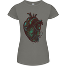 Rotten Heart Gothic Demon Satan Skull Evil Womens Petite Cut T-Shirt Charcoal