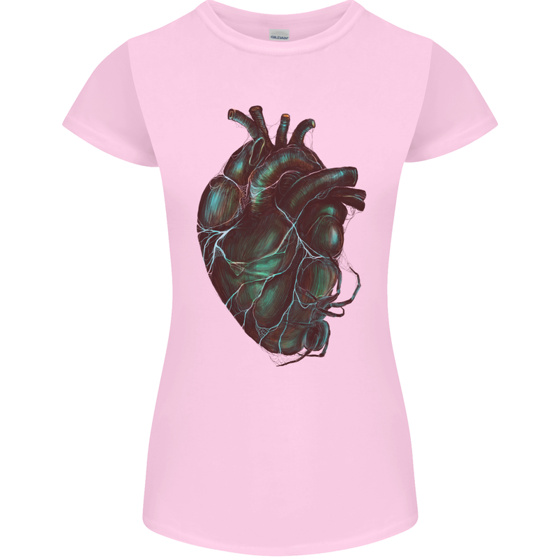 Rotten Heart Gothic Demon Satan Skull Evil Womens Petite Cut T-Shirt Light Pink