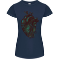 Rotten Heart Gothic Demon Satan Skull Evil Womens Petite Cut T-Shirt Navy Blue