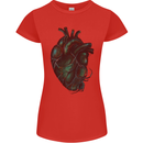 Rotten Heart Gothic Demon Satan Skull Evil Womens Petite Cut T-Shirt Red