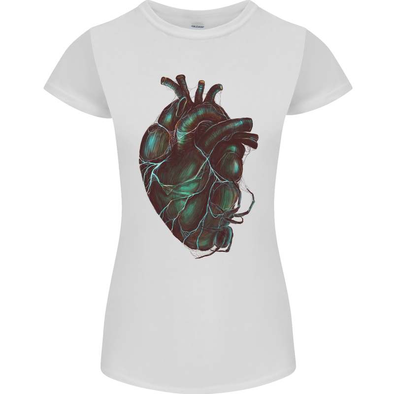 Rotten Heart Gothic Demon Satan Skull Evil Womens Petite Cut T-Shirt White