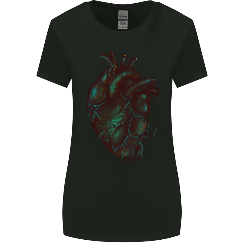 Rotten Heart Gothic Demon Satan Skull Evil Womens Wider Cut T-Shirt Black