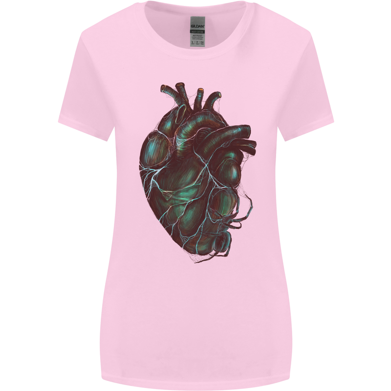 Rotten Heart Gothic Demon Satan Skull Evil Womens Wider Cut T-Shirt Light Pink